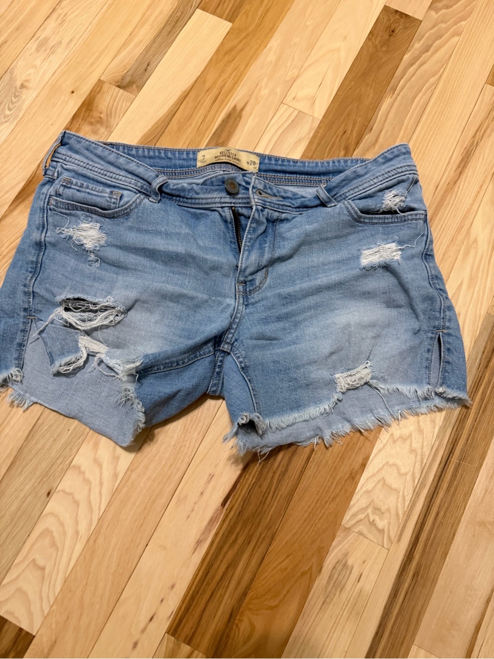 Hollister Light Blue Distressed Denim Shorts